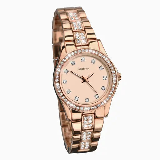 Sekonda Day To Night Ladies Watch | Rose Gold Case & Alloy Bracelet with Rose Dial | 2034