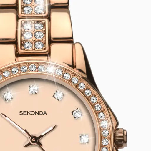 Sekonda Day To Night Ladies Watch | Rose Gold Case & Alloy Bracelet with Rose Dial | 2034