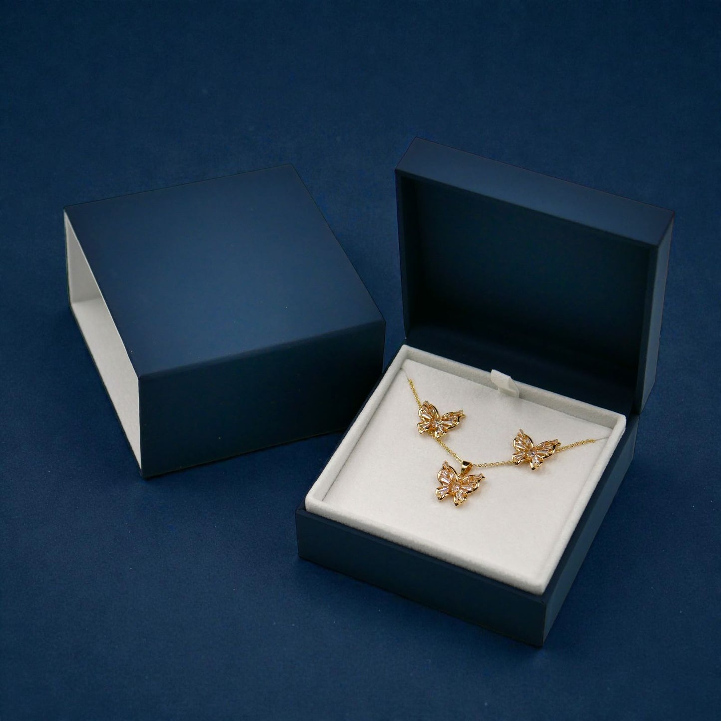 Butterfly Pendant & Earrings Set – Cubic Zirconia Jewelry with Gift Box