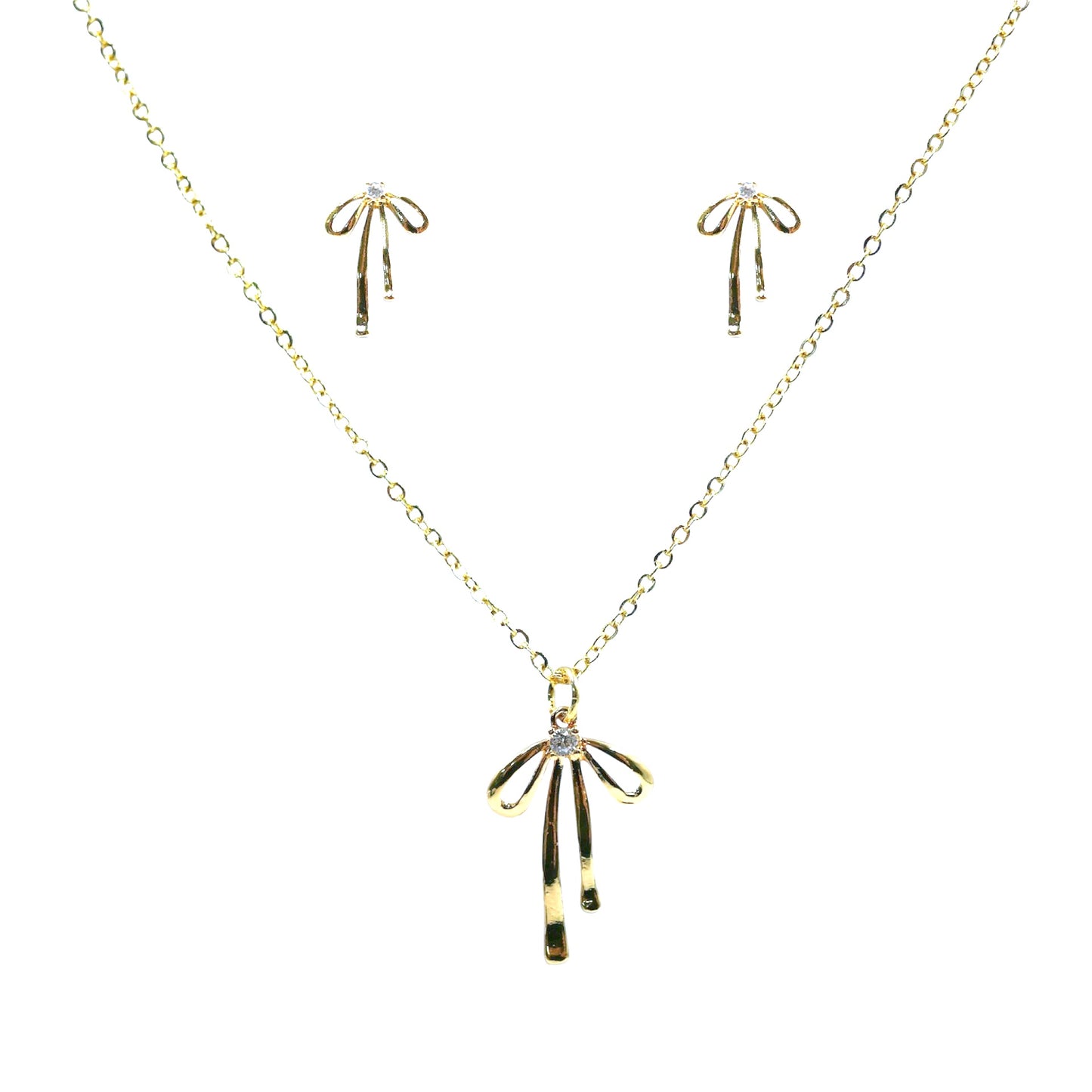 Elegant Firefly Pendant & Earrings Jewelry Set – Cubic Zirconia Necklace & Earrings with Gift Box