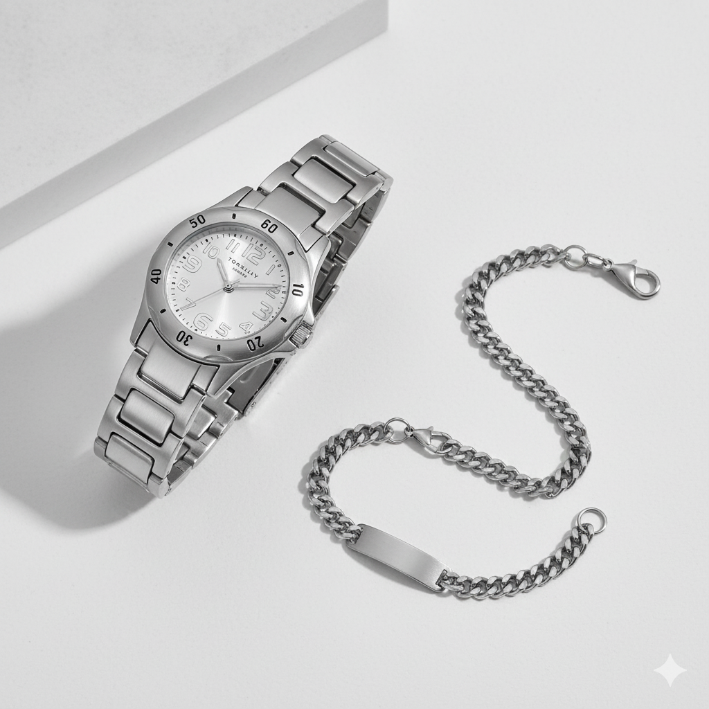 Identity London Boys’ Silver Watch & Bracelet Gift Set