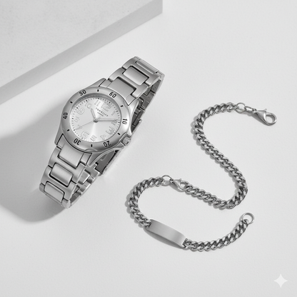 Identity London Boys’ Silver Watch & Bracelet Gift Set