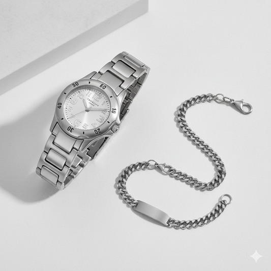 Identity London Boys’ Silver Watch & Bracelet Gift Set