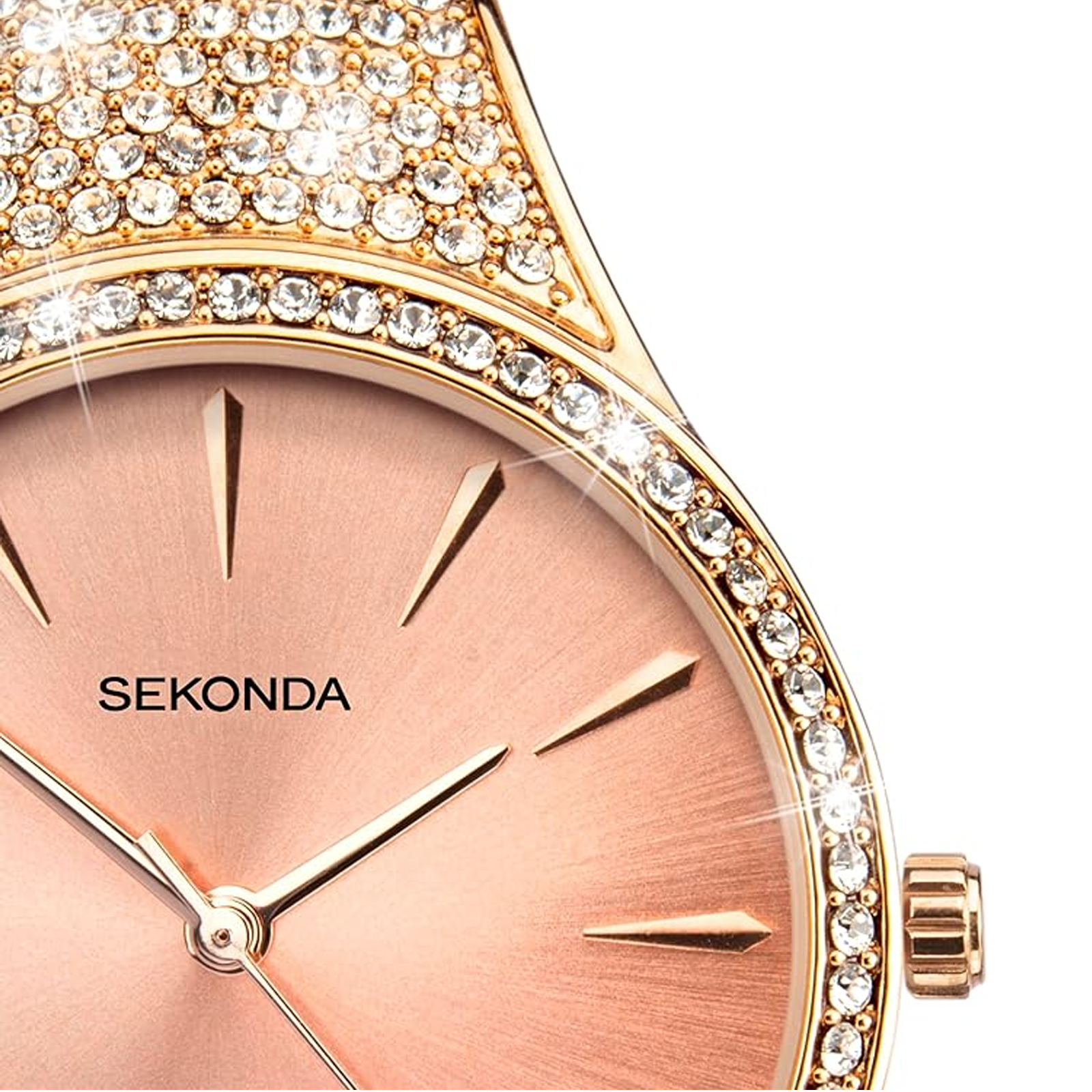 Sekonda 40419 Ladies Lustre watch in rose gold with heavy crystal embellishment