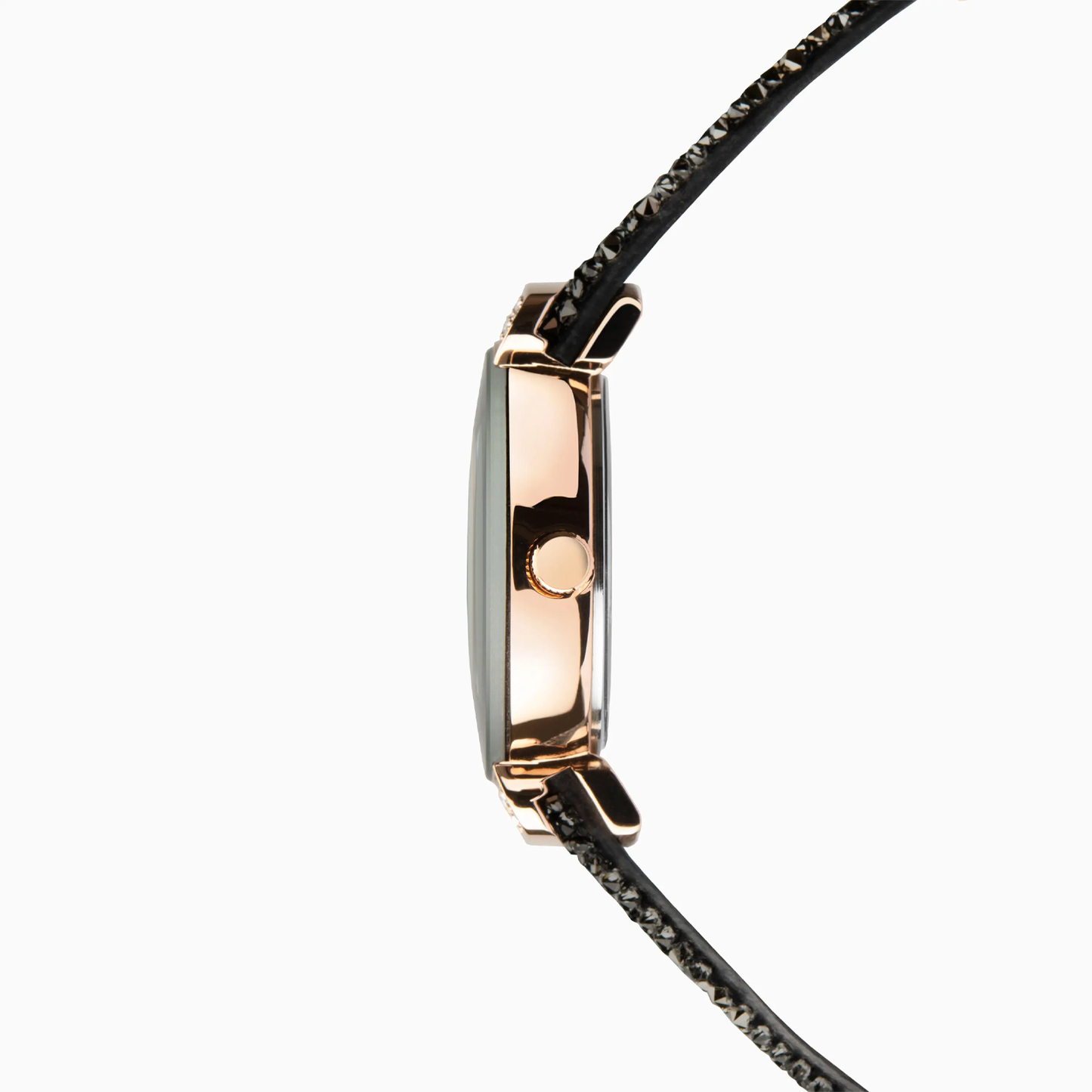 Sekonda 40425 ladies watch with black crystal rock texture strap and rose gold case