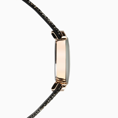 Sekonda 40425 ladies watch with black crystal rock texture strap and rose gold case
