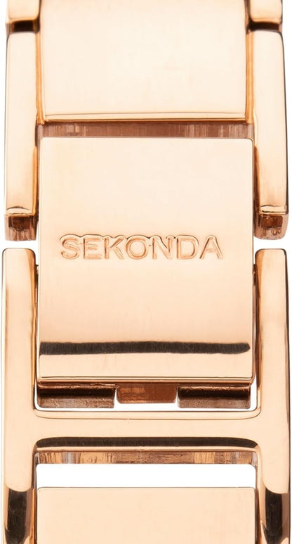 Sekonda 40407 Ladies 31mm Rose Gold Stone Set Analogue Watch with Two Tone Jewelled Bracelet